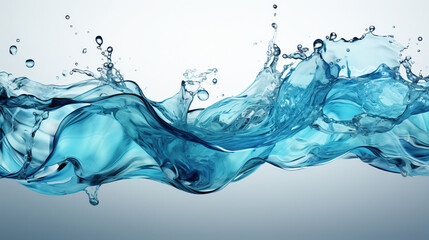 Natural Flow of Beautiful Splashes of Blue Water on White Background AI Generative