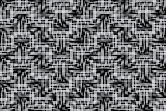 Abstract of curve pattern. Design woven of white on black background. Design print for illustration, textile, texture, wallpaper, background. Set 7