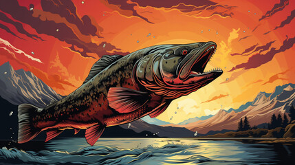 fish in the sunset