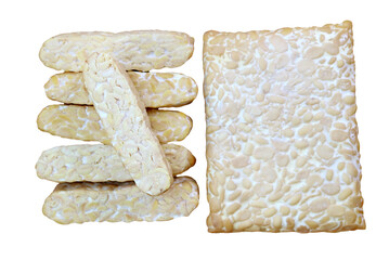 Whole and Sliced Fresh Tempeh, a High Plant Protein Source Isolated on Transparent Backdrop, PNG...