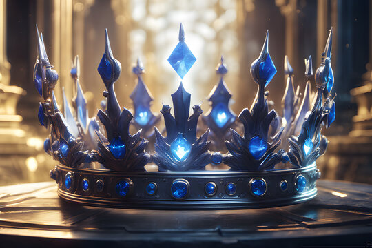 beautiful crawn with blue diamond mounted on it in the royal room