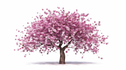 Obraz premium A Blossoming Cherry Tree Adorned with Pink Blossoms White Background AI Generative