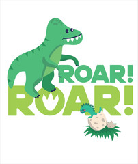 Dinosaur Vector. Cute dinosaur vectors, roar, pattern. Tshirt design