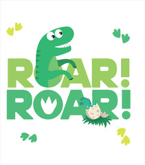 Dinosaur Vector. Cute dinosaur vectors, roar, pattern. Tshirt design