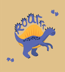 Dinosaur Vector. Cute dinosaur vectors, roar, pattern. Tshirt design