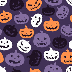 Halloween pumpkins colorful seamless pattern