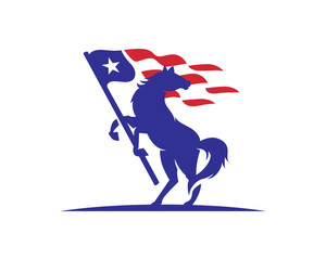 Horse with american flag silhouette vector logo