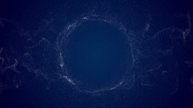 Digital data wave dot circle connect digital clouds rotating social future technology abstract background. Business scientific growth network.