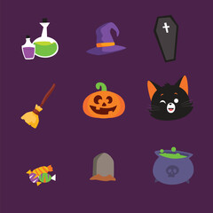 Halloween elements collection vector illustration
