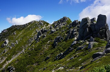 中央アルプス　空木岳へと続く稜線
