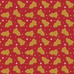 Hand Drawn Tree Cookies Seamless Pattern Christmas Background Vector
