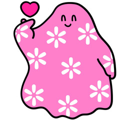 Fototapeta na wymiar Boo Pink Mini Heart Halloween Vector