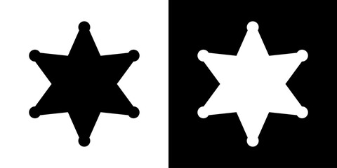 Sheriff stars. Design illustration of star western sheriff. Police vector icon. - obrazy, fototapety, plakaty