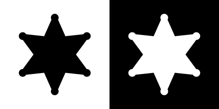 Sheriff stars. Design illustration of star western sheriff. Police vector icon.