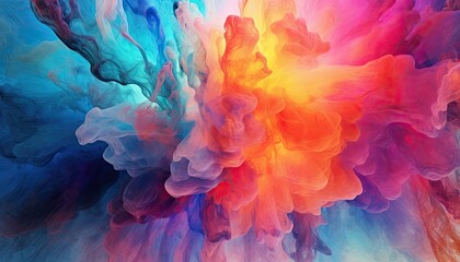 Fototapeta premium Abstract blurry vivid color ink in water swirling cloud colorful background.