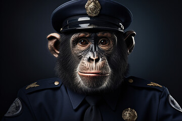 monkey wearing police uniform