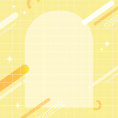 【黄色・オレンジ系】幾何学模様背景・メンフィスのフレームパターン素材