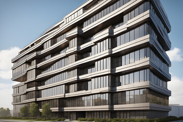 Fototapeta premium modern office building country, six floor building with many glass windows
