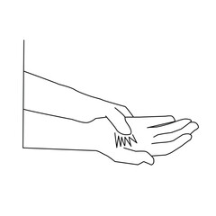 Acute pain in her palm concept thin line design illustration