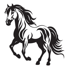 Obraz na płótnie Canvas The illustrations and clipart. A black-and-white silhouette of a horse