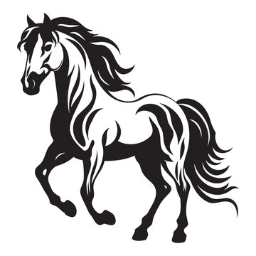 The illustrations and clipart. A black-and-white silhouette of a horse