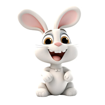 3D Render of a Bunny with a happy expression on his face