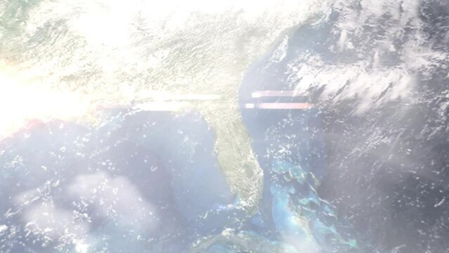 Zoom in from space and focus on Ocala, Florida, USA. 3D Animation. Background for travel intro. Elements of this image furnished by NASA	