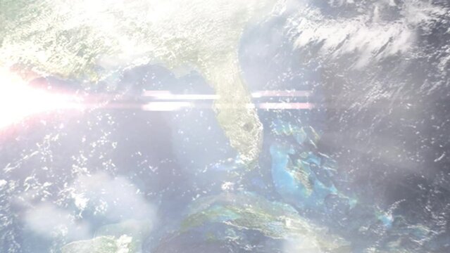 Zoom in from space and focus on Port Charlotte, Florida, USA. 3D Animation. Background for travel intro. Elements of this image furnished by NASA	