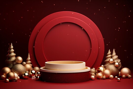Empty Round Plaster Podium for Product Show Christmas-Themed Ideal for Product Sales