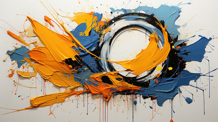 Abstract Circle Liquid Motion Flow Explosion Colorful Pattern with Paint Drops on Background AI Generative