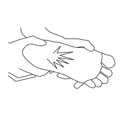 Tingling and burning sensation in foot concept thin line design illustration