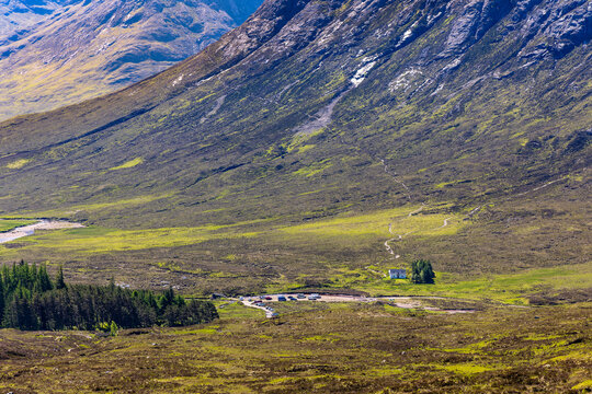 Spectacular Glencoe valley and mountain scenery viewed from Devil's Staircase (Scotland)
