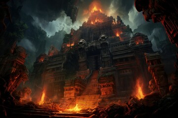 Temple of doom hell. Generate Ai - obrazy, fototapety, plakaty
