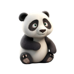 3D digital render of a cute panda isolated on white background