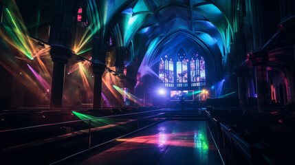 Fototapeta premium Nightclub inside a deconsecrated church