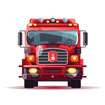 Fire truck. Vector illustration isolated on white background. Flat style.