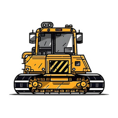 Bulldozer isolated on white background. Vector illustration in cartoon style.