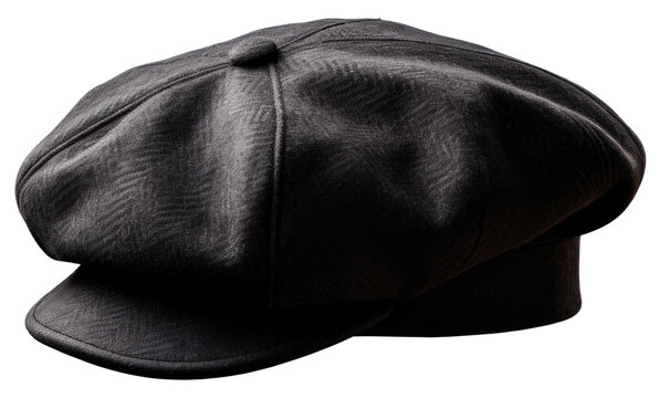 Black French Cap Beret Side View Isolated.