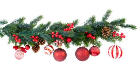 Christmas garland on white