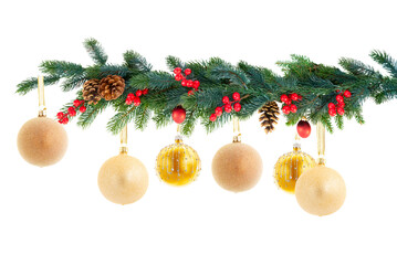 Christmas garland on white