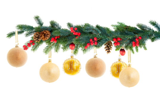 Christmas garland on white