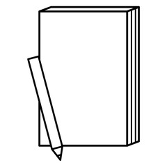 Book with pencil icon. Pen. Outline.