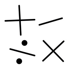 mathematics Icon. Plus. Minus. Multiply. Times.