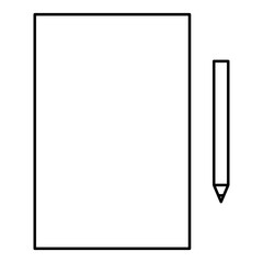 Document with pen icon. Paper and pencil icon