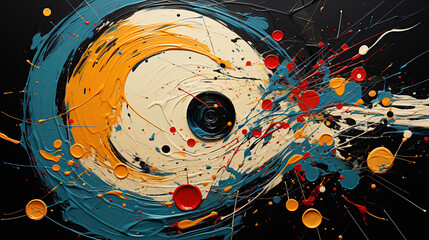 Circular Circle Frame Made With Acrylic Paint Splashes Isolated on Background AI Generative