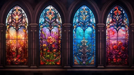 Fotobehang Stunning stained glass windows in a beautiful building © NK