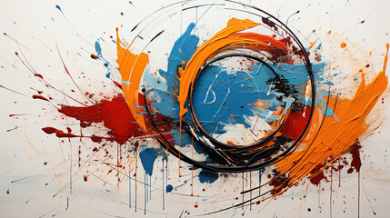 Abstract Circle Liquid Motion Flow Explosion Colorful Pattern with Paint Drops on Background AI Generative