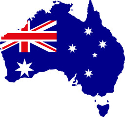 Obraz na płótnie Canvas Australia map. Card silhouette. Australia border. Independence Day. Banner, poster template. State borders of country Australia.