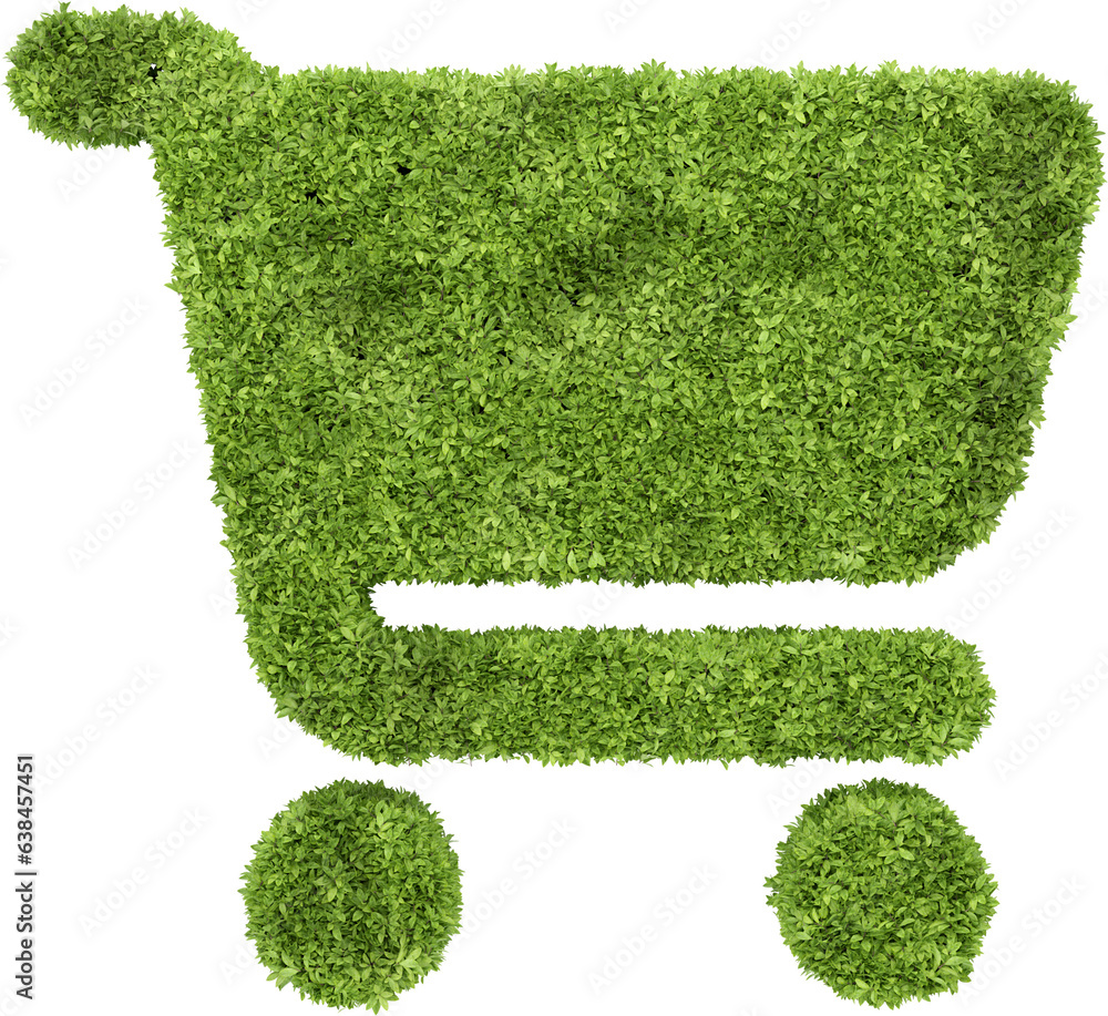 Aufkleber garden bush in shopping icon shape. 3d rendering of isolated objects.