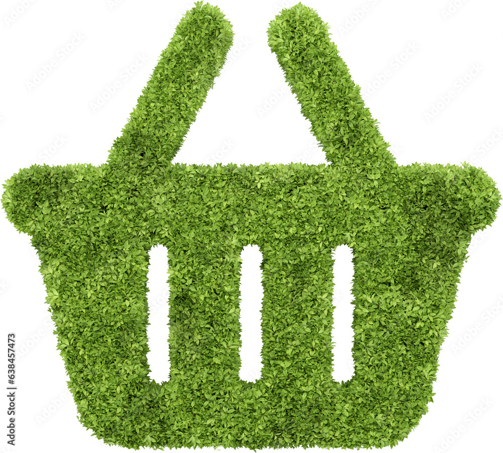 Aufkleber garden bush in shopping icon shape. 3d rendering of isolated objects.